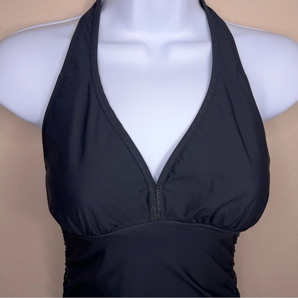 Medium Assets Spanx *READ LISTING Black Swim Cover Dress Ruffle Halter Fitted - Picture 6 of 16